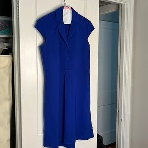 Blue cap sleeved dress WITH pockets. An inch longer in the back.